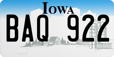 IA license plate BAQ922