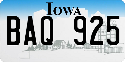 IA license plate BAQ925