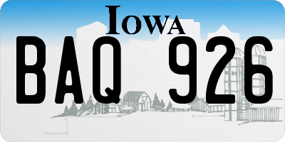 IA license plate BAQ926