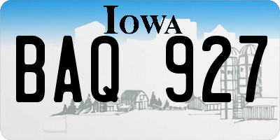 IA license plate BAQ927