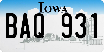 IA license plate BAQ931