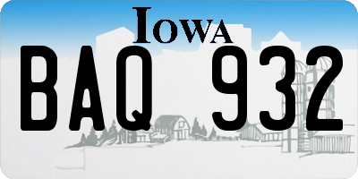 IA license plate BAQ932