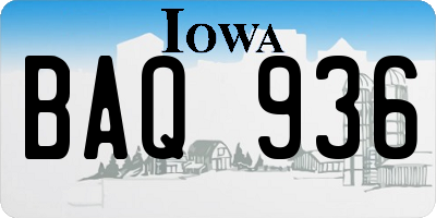 IA license plate BAQ936