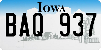 IA license plate BAQ937