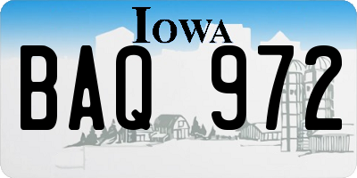 IA license plate BAQ972