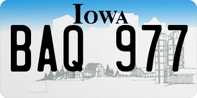 IA license plate BAQ977