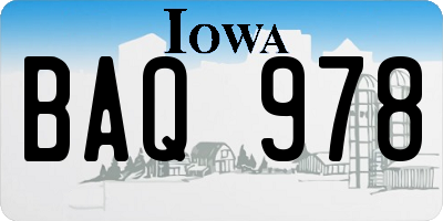 IA license plate BAQ978