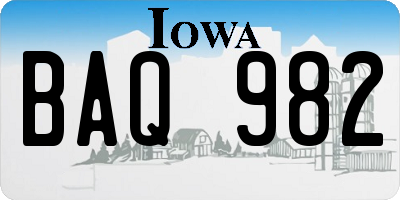 IA license plate BAQ982