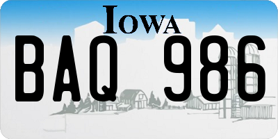 IA license plate BAQ986