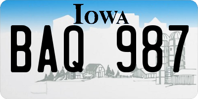 IA license plate BAQ987