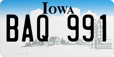 IA license plate BAQ991