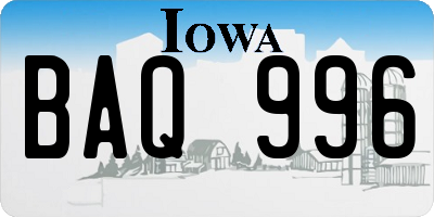 IA license plate BAQ996