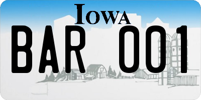 IA license plate BAR001