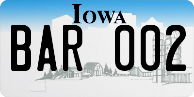 IA license plate BAR002