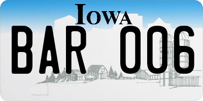 IA license plate BAR006