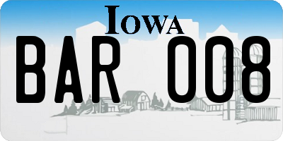 IA license plate BAR008