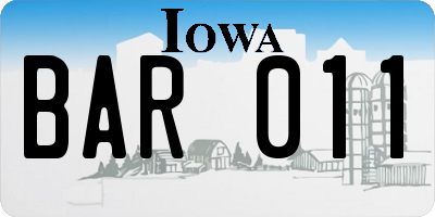 IA license plate BAR011