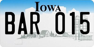 IA license plate BAR015