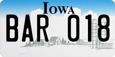 IA license plate BAR018