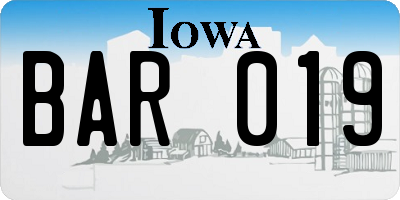 IA license plate BAR019
