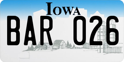IA license plate BAR026