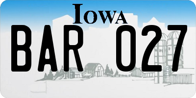 IA license plate BAR027
