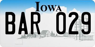 IA license plate BAR029