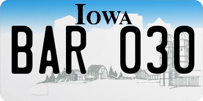 IA license plate BAR030