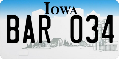 IA license plate BAR034