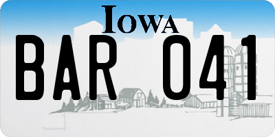 IA license plate BAR041
