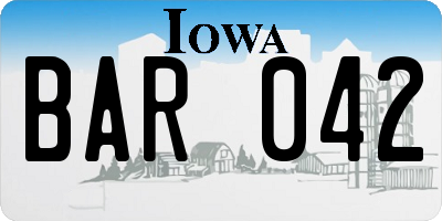 IA license plate BAR042