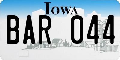 IA license plate BAR044