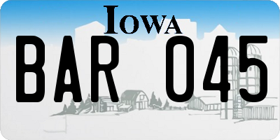 IA license plate BAR045