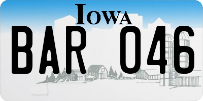 IA license plate BAR046
