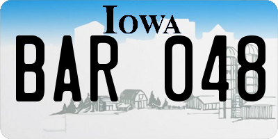 IA license plate BAR048