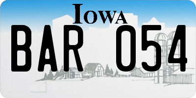 IA license plate BAR054