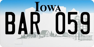 IA license plate BAR059