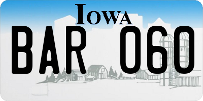 IA license plate BAR060