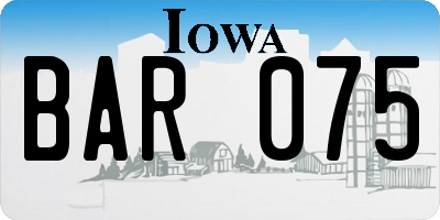 IA license plate BAR075