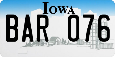 IA license plate BAR076