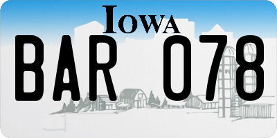 IA license plate BAR078