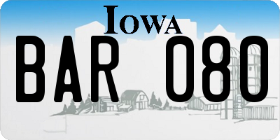 IA license plate BAR080
