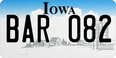 IA license plate BAR082