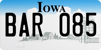 IA license plate BAR085