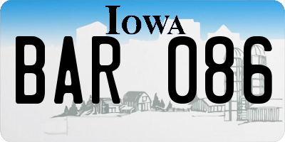 IA license plate BAR086