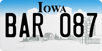 IA license plate BAR087
