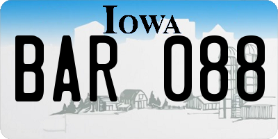 IA license plate BAR088