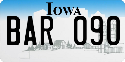 IA license plate BAR090