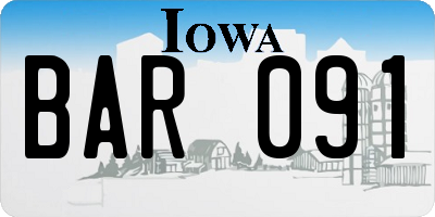 IA license plate BAR091