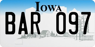 IA license plate BAR097
